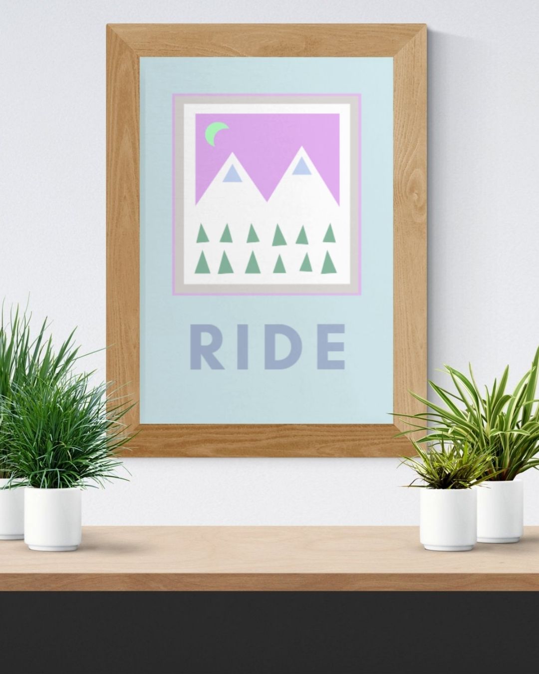 Mint Green Graphic Mountain Limited Art Print 'Ride'