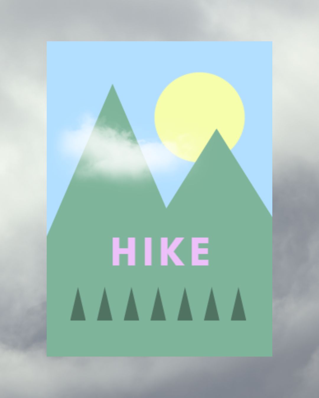 Graphic Mountain Hike Limited Art Print 'Hike'