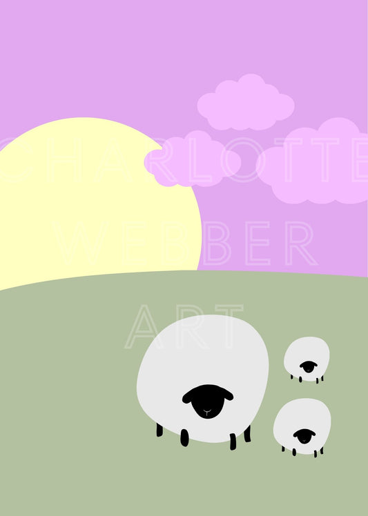 Digital Yorkshire Sheep Print A4 Art Print 'Love Ewe'