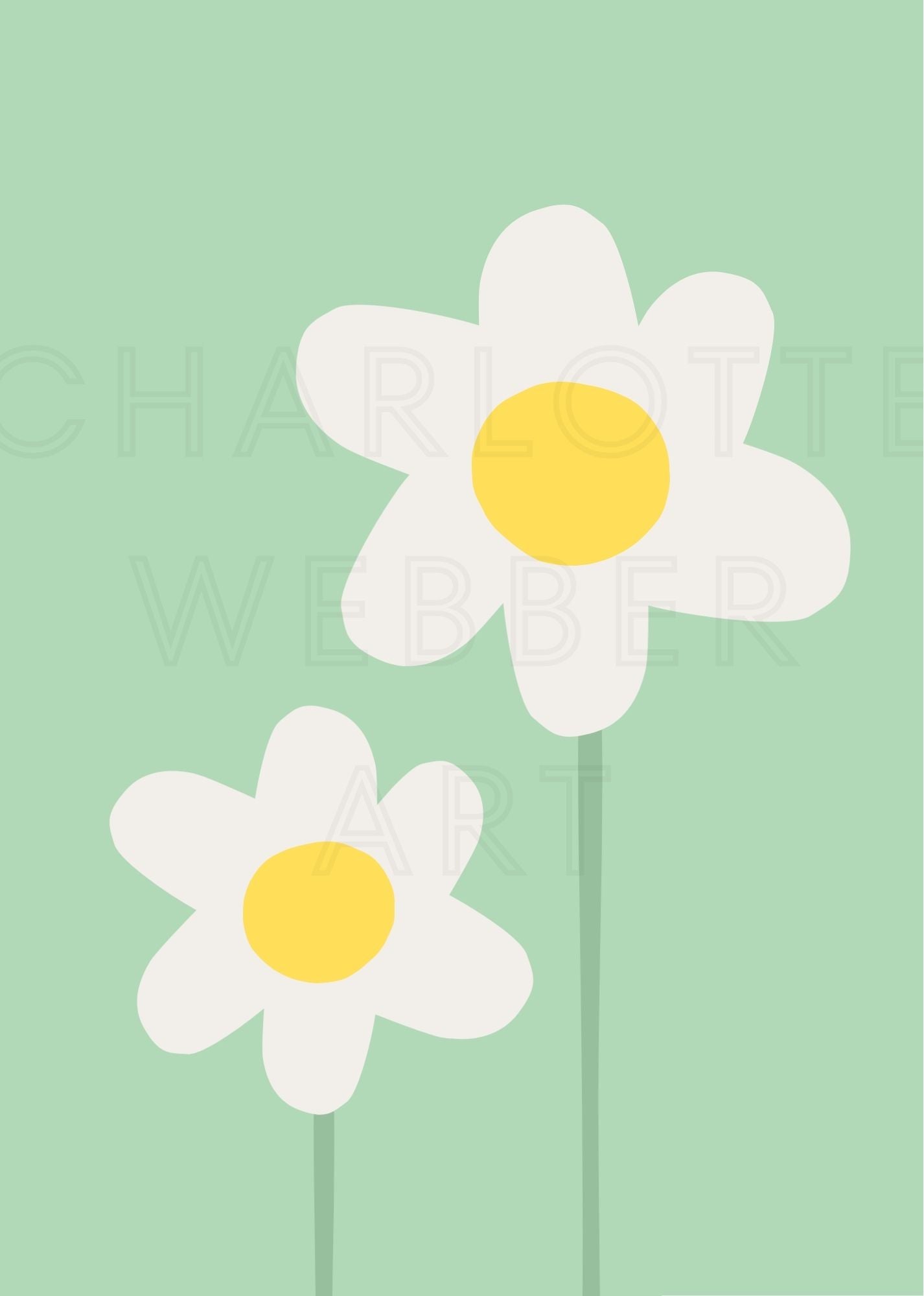 Digital Daisy Print with Two Daisies A4 Art Print 'Daisy II'