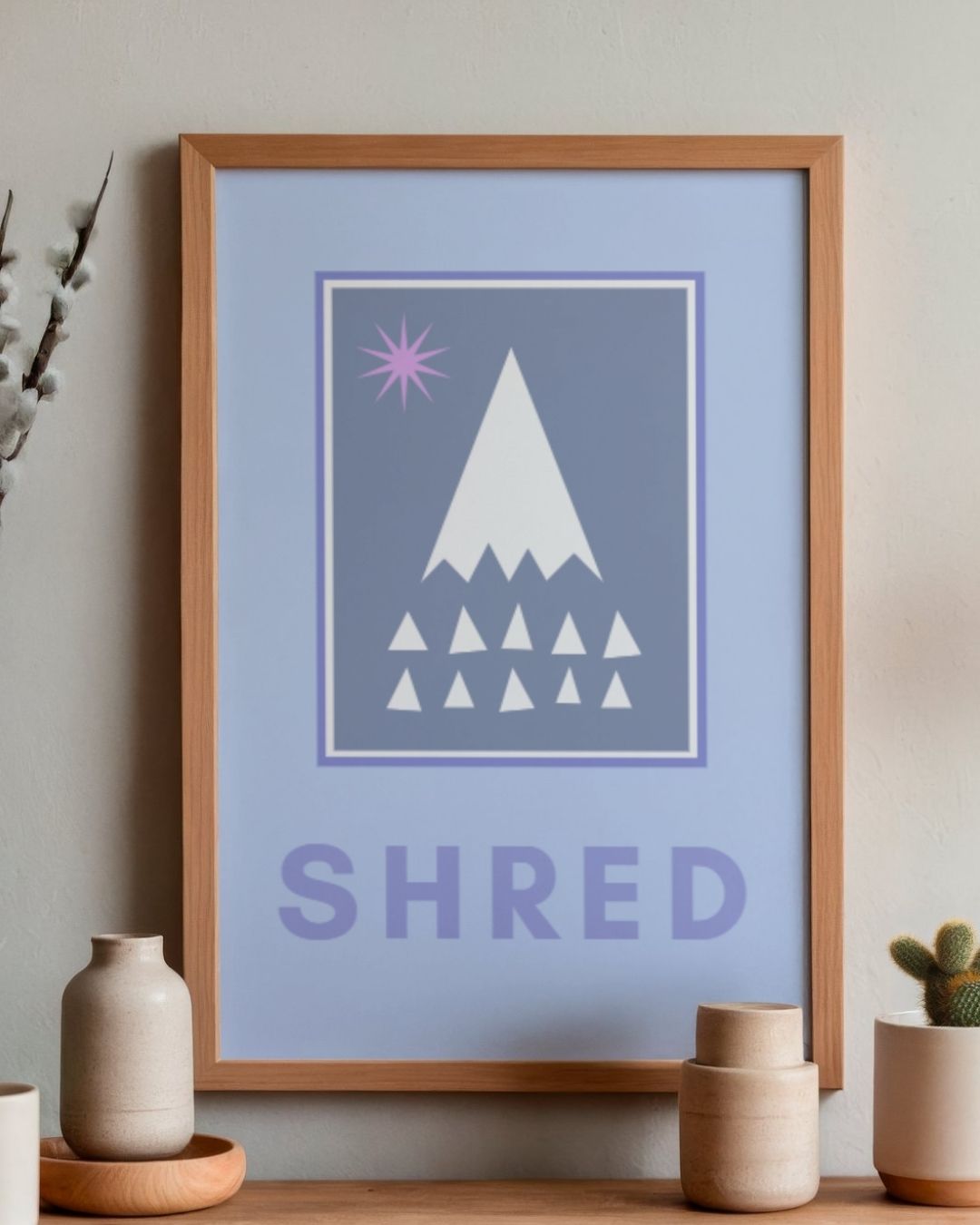 Graphic Snowy Mountain Limited Art Print 'Shred'