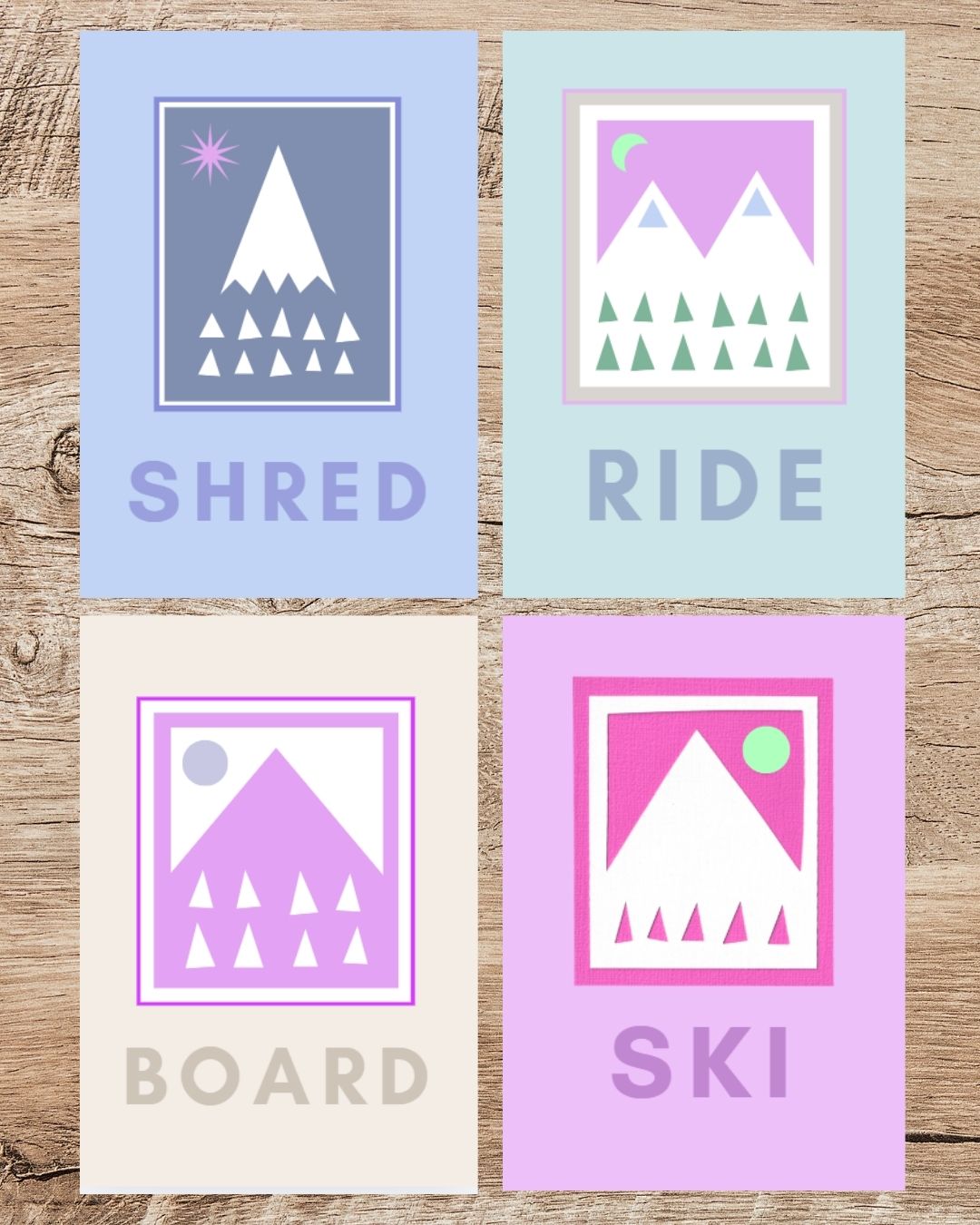 Mint Green Graphic Mountain Limited Art Print 'Ride'