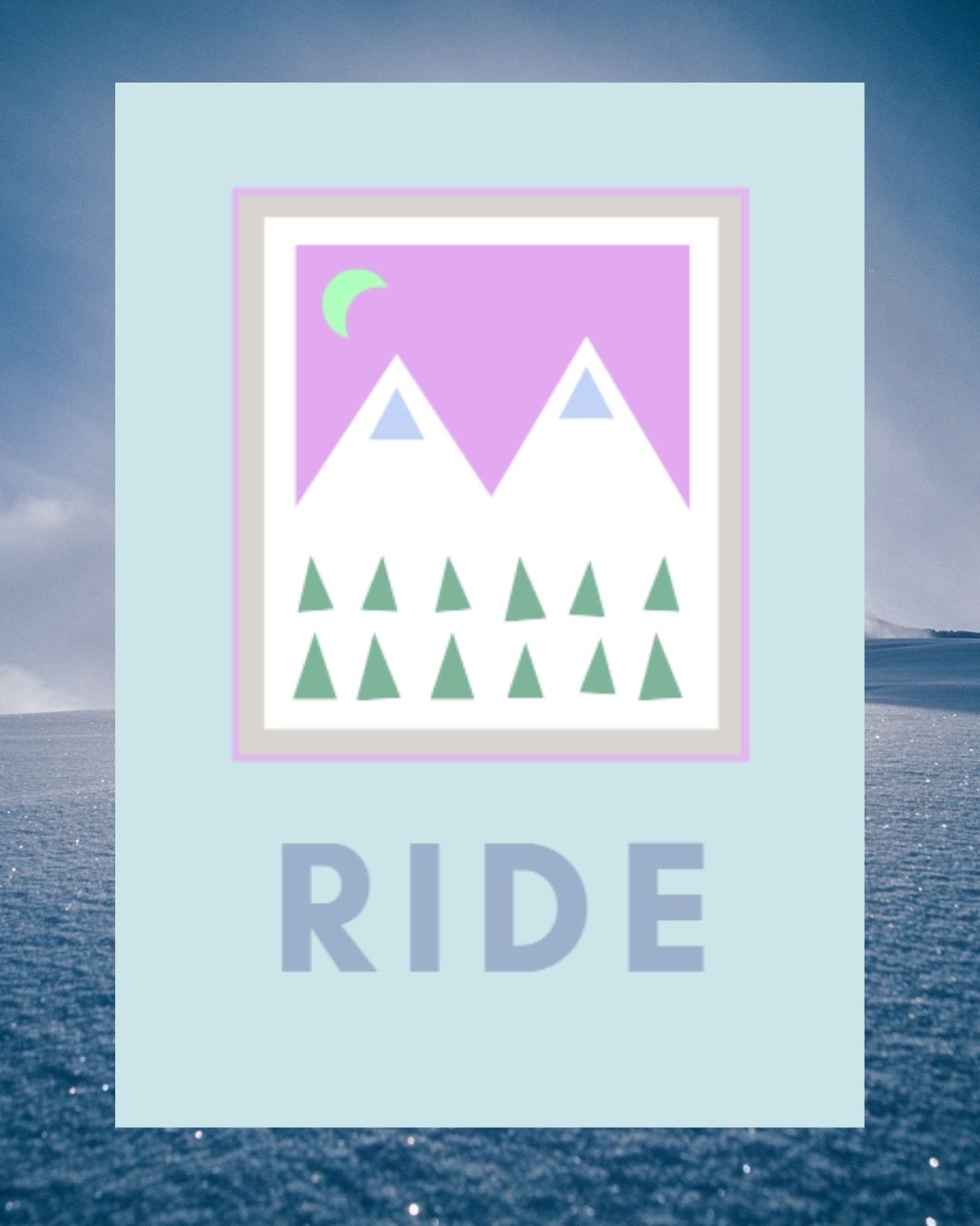 Mint Green Graphic Mountain Limited Art Print 'Ride'