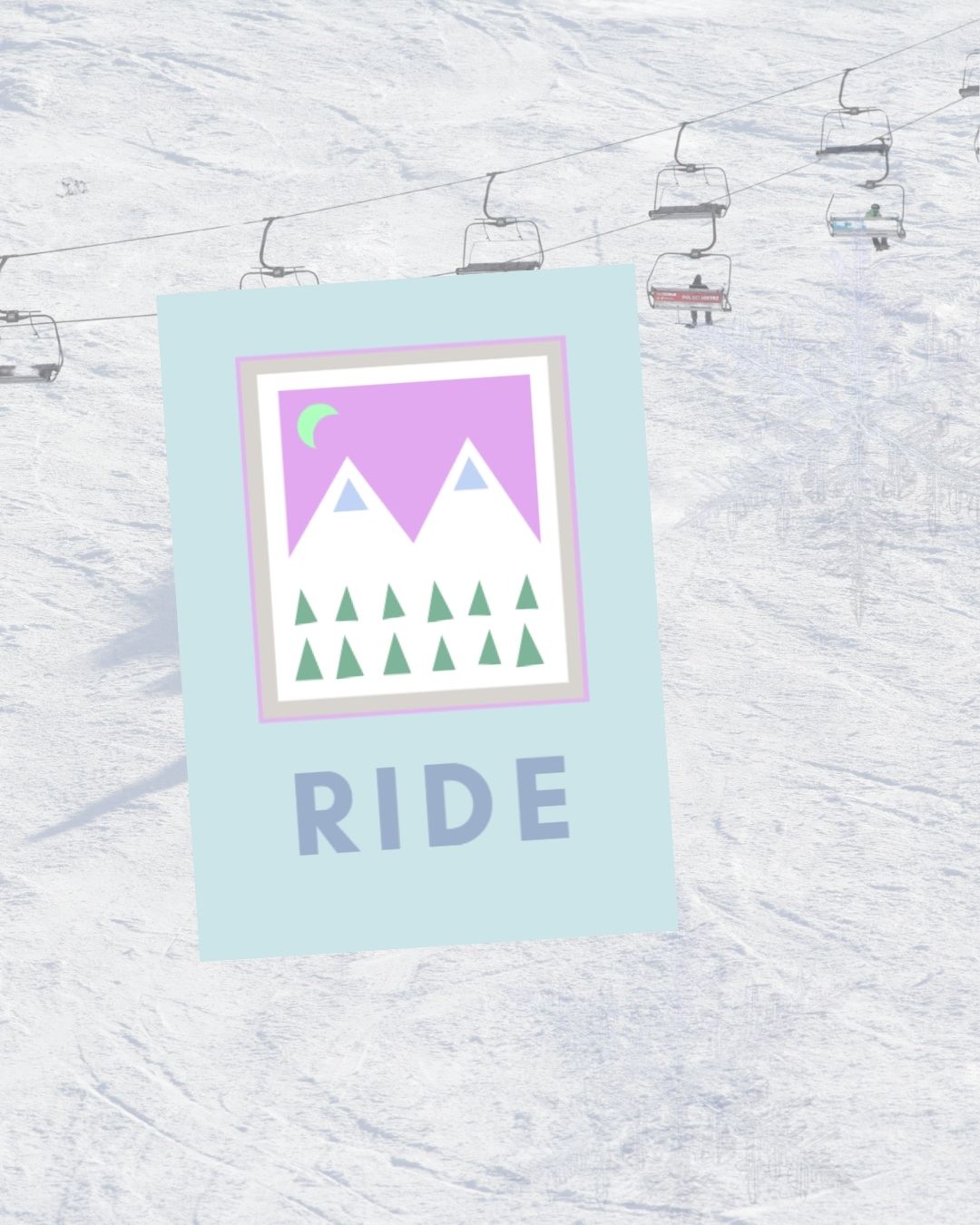 Mint Green Graphic Mountain Limited Art Print 'Ride'