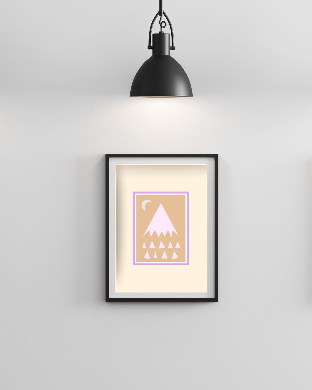 Digital Print of Mountain Scene with Crescent Moon A4 Art Print 'Crescent'