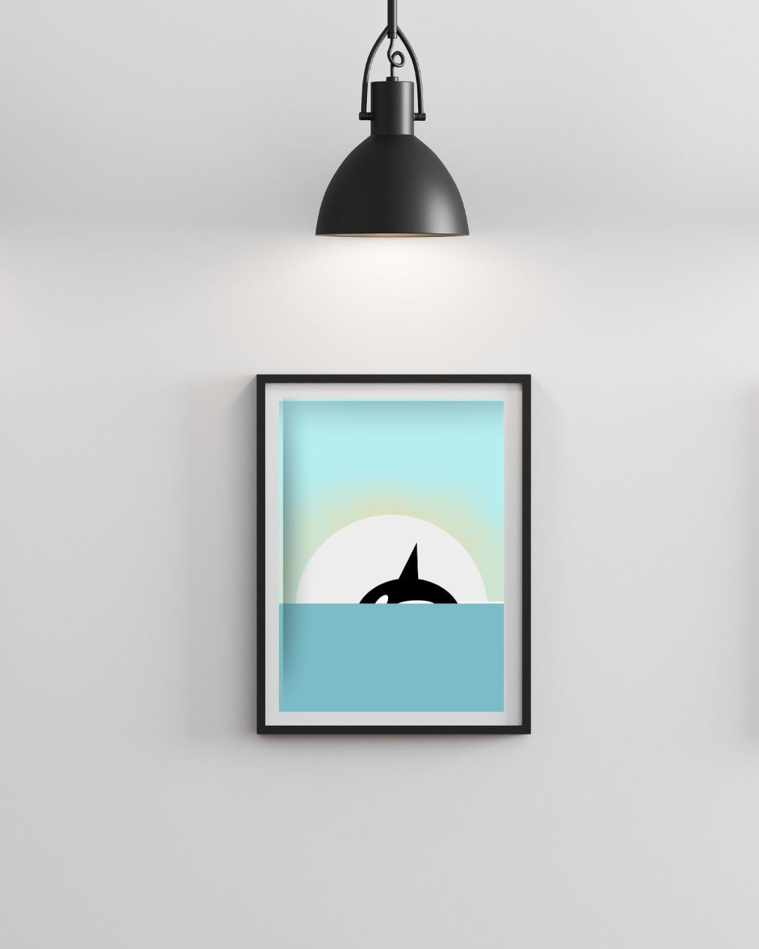 Digital Print of Orca Whale Swimming in Turquoise Ocean A4 Art Print 'Surface'