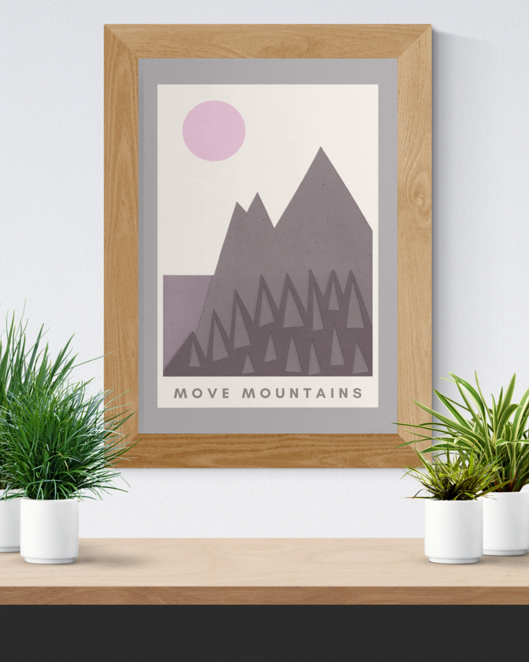 Digital Mountain Print with Hand Cut Paper Detail A4 Limited Art Print 'Move Mountains'