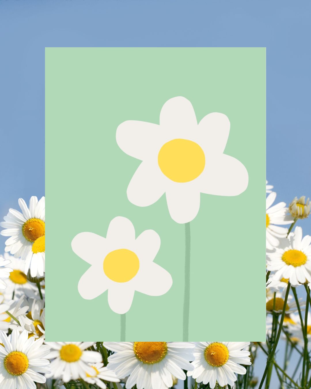 Digital Daisy Print with Two Daisies A4 Art Print 'Daisy II'