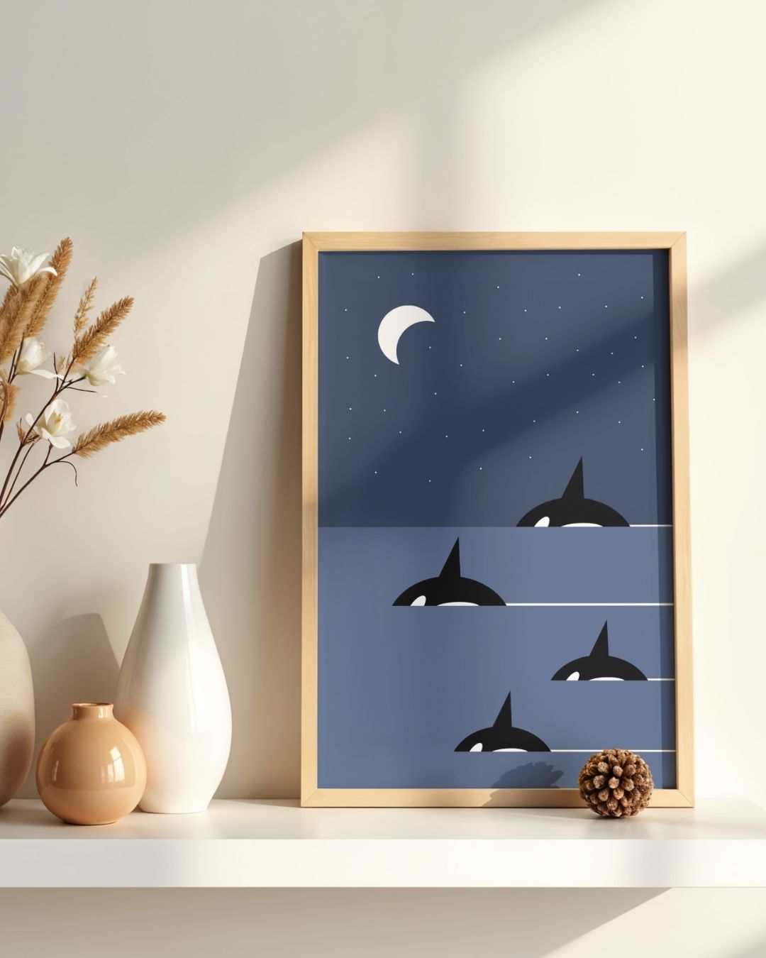 Digital Print of Pod of Orca Whales with Four Members A4 Art Print 'Four Pack'
