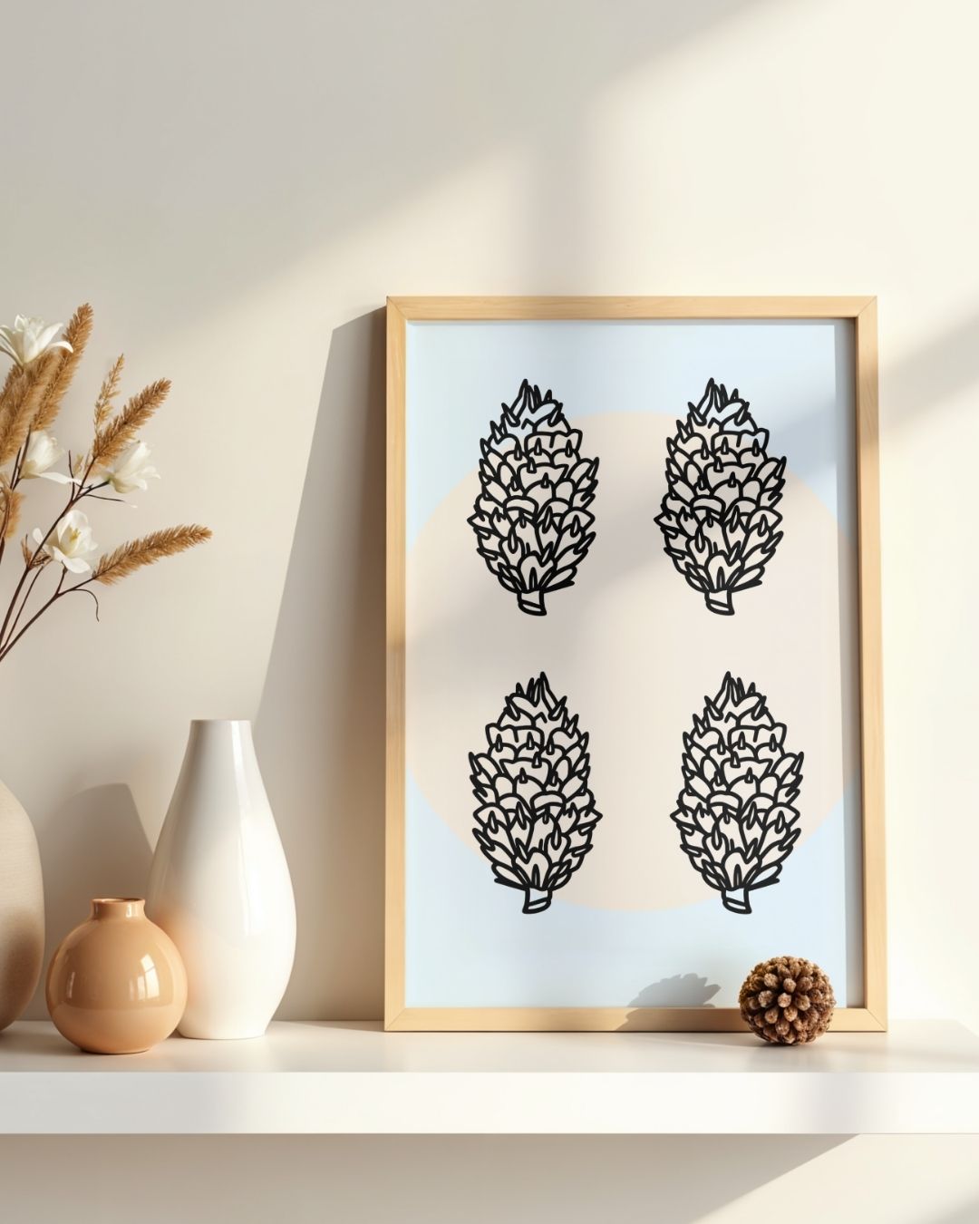 Digital Print of Four Pinecones A4 Art Print 'Treasures'