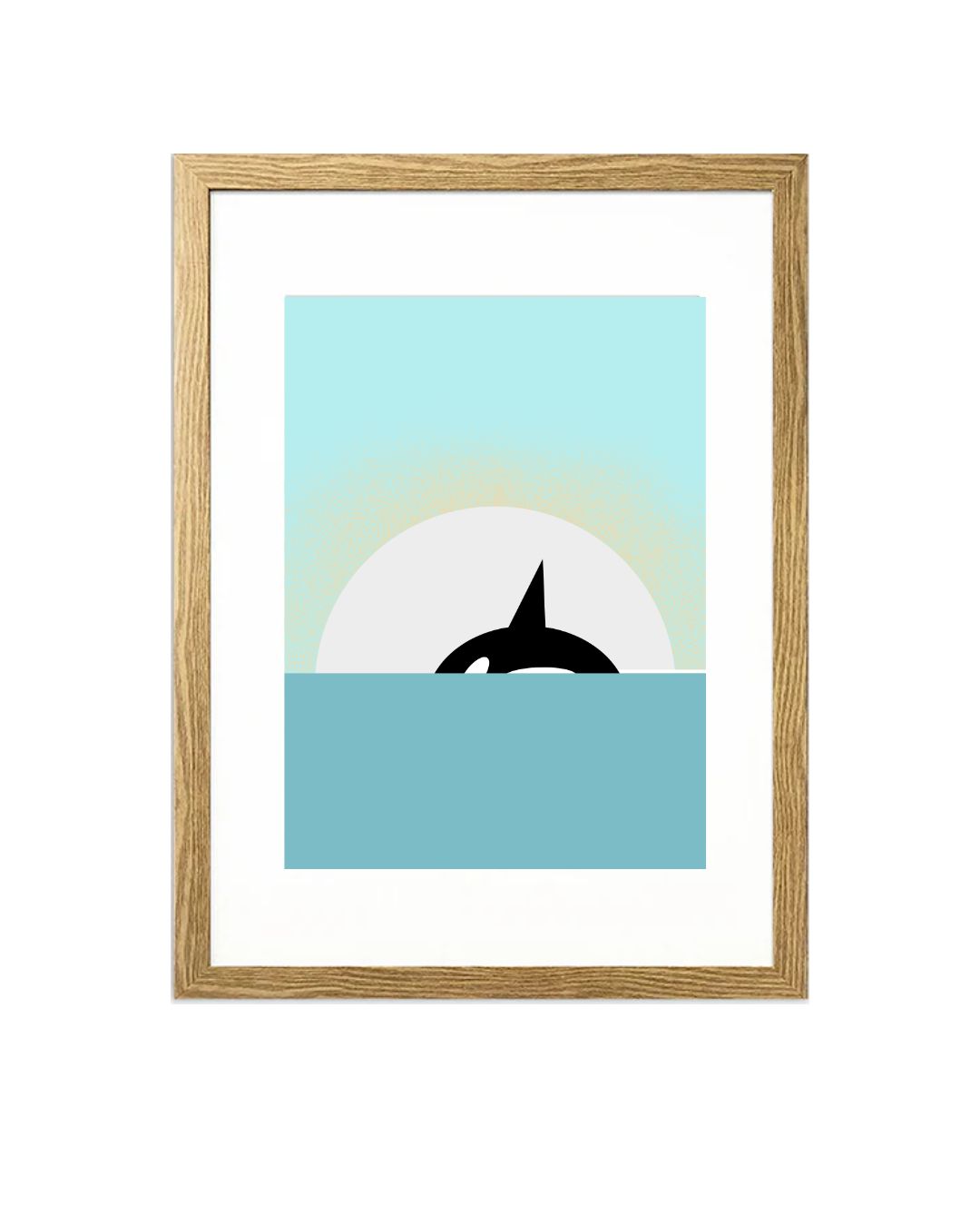 Digital Print of Orca Whale Swimming in Turquoise Ocean A4 Art Print 'Surface'