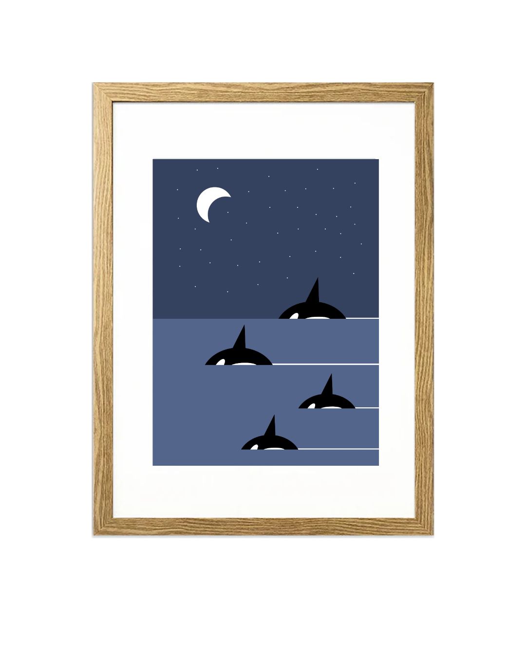 Digital Print of Pod of Orca Whales with Four Members A4 Art Print 'Four Pack'