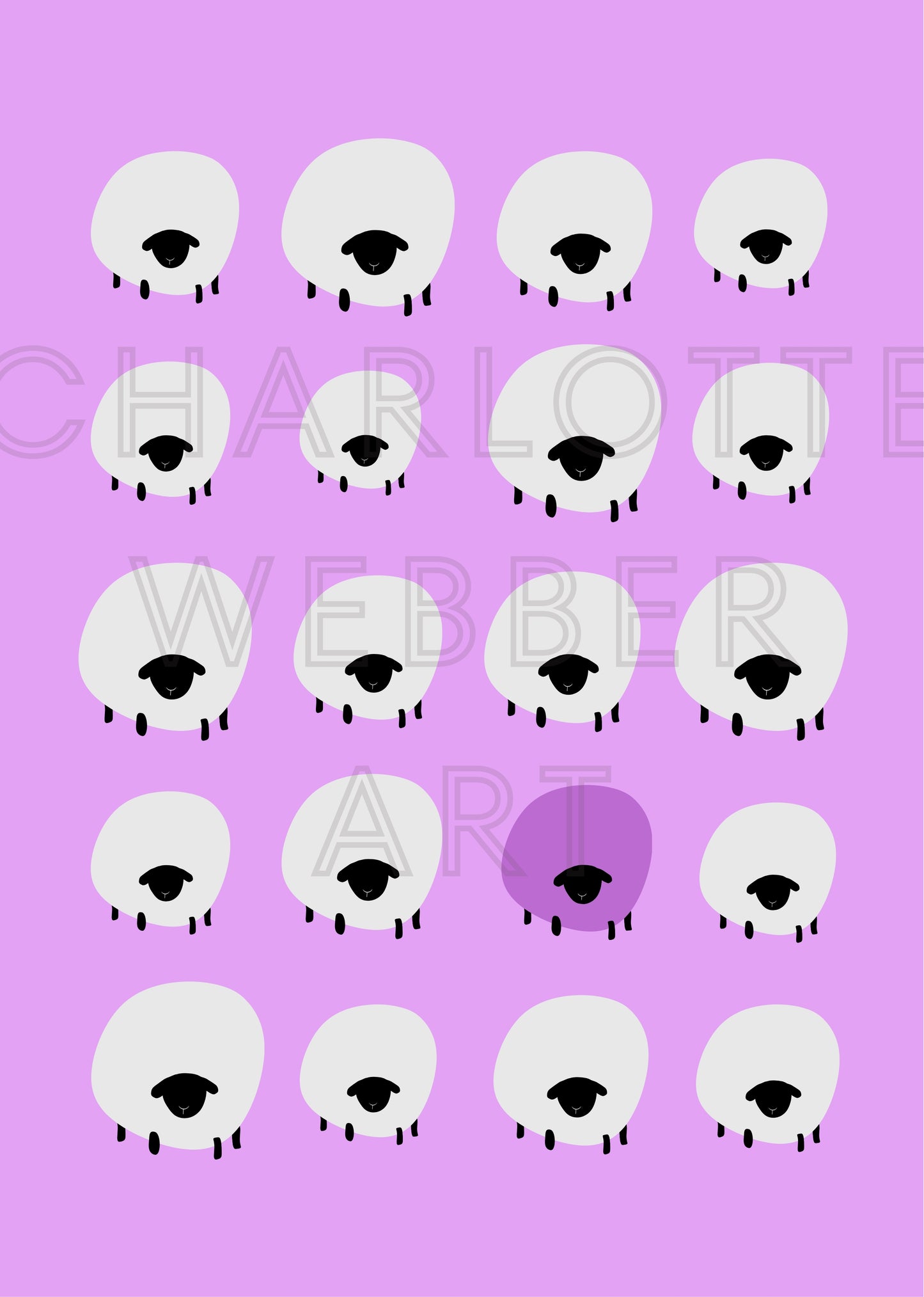Digital Print of Flock of Sheep A4 Art Print 'One of A Kind'