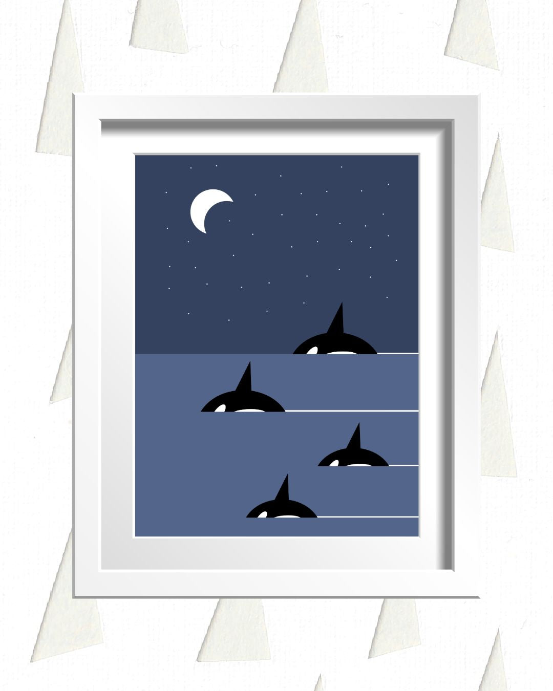 Digital Print of Pod of Orca Whales with Four Members A4 Art Print 'Four Pack'