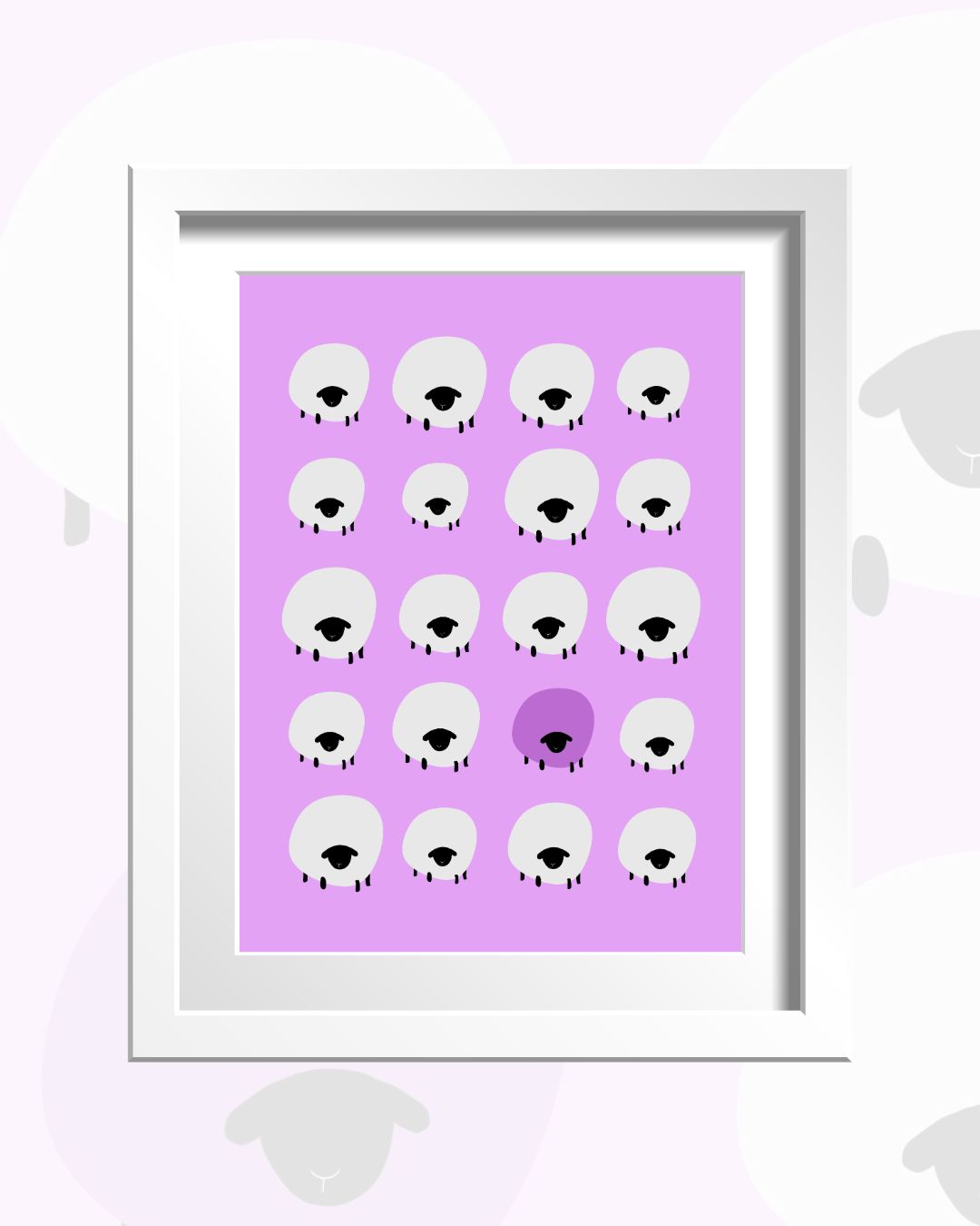 Digital Print of Flock of Sheep A4 Art Print 'One of A Kind'