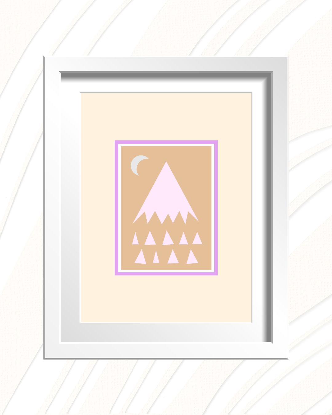Digital Print of Mountain Scene with Crescent Moon A4 Art Print 'Crescent'