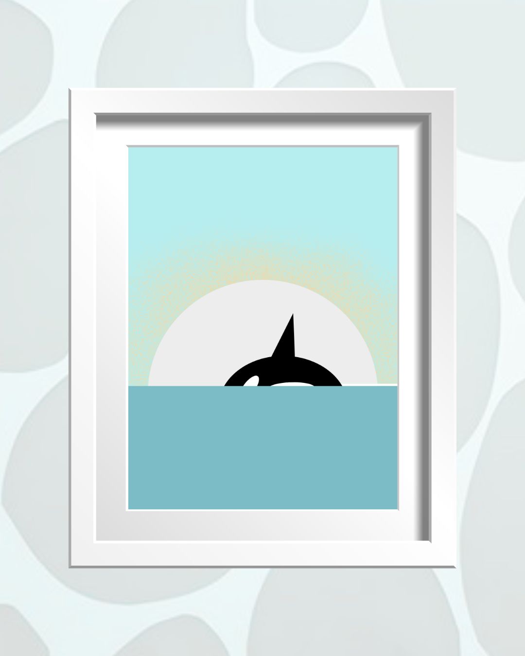 Digital Print of Orca Whale Swimming in Turquoise Ocean A4 Art Print 'Surface'