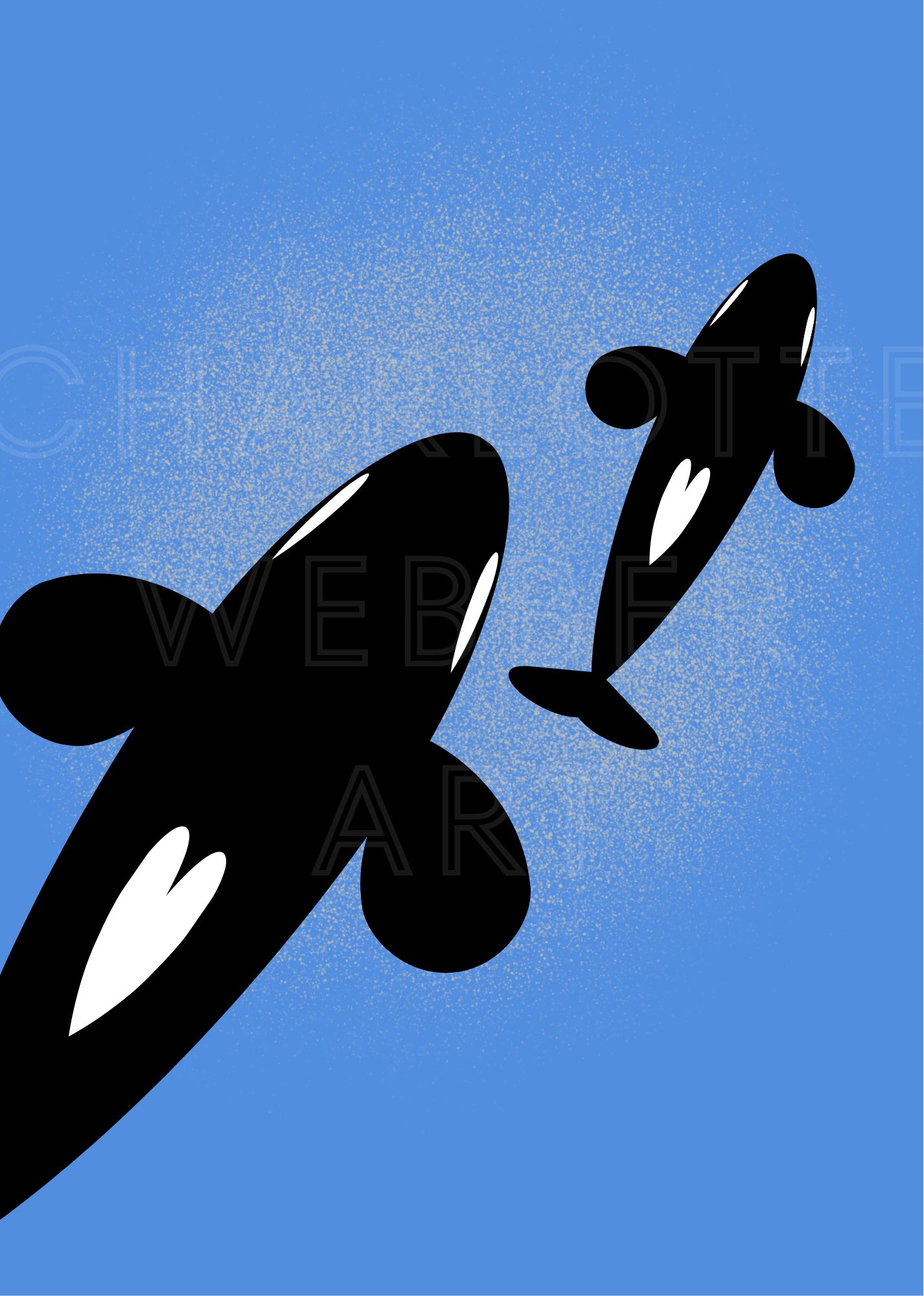 Orca Whale Mother and Baby Limited Edition Print 'Shadow'