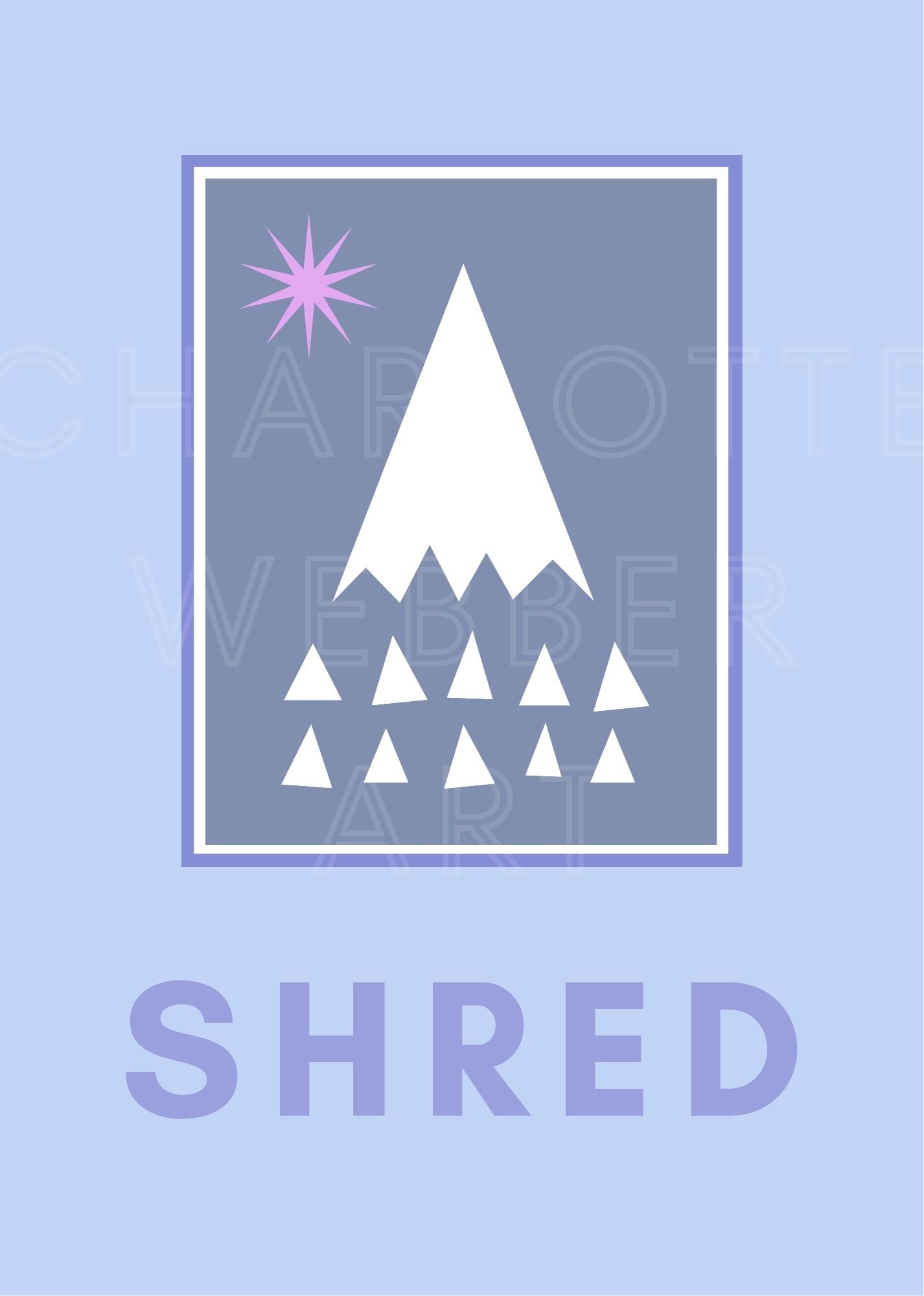 Graphic Snowy Mountain Limited Art Print 'Shred'