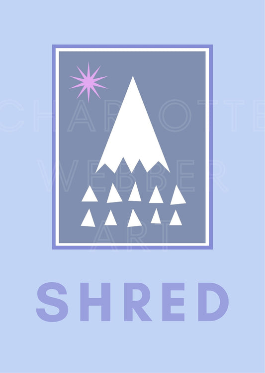 Graphic Snowy Mountain Limited Art Print 'Shred'