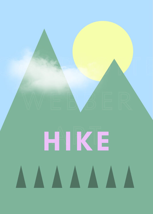 Graphic Mountain Hike Limited Art Print 'Hike'