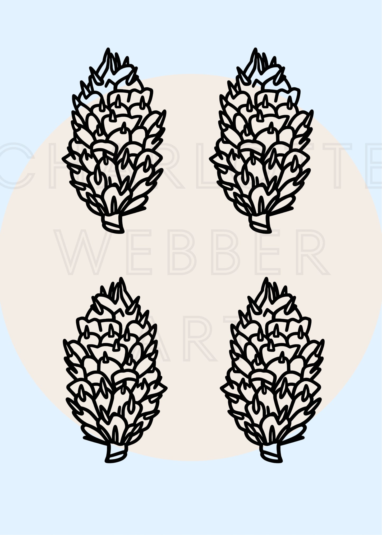 Digital Print of Four Pinecones A4 Art Print 'Treasures'