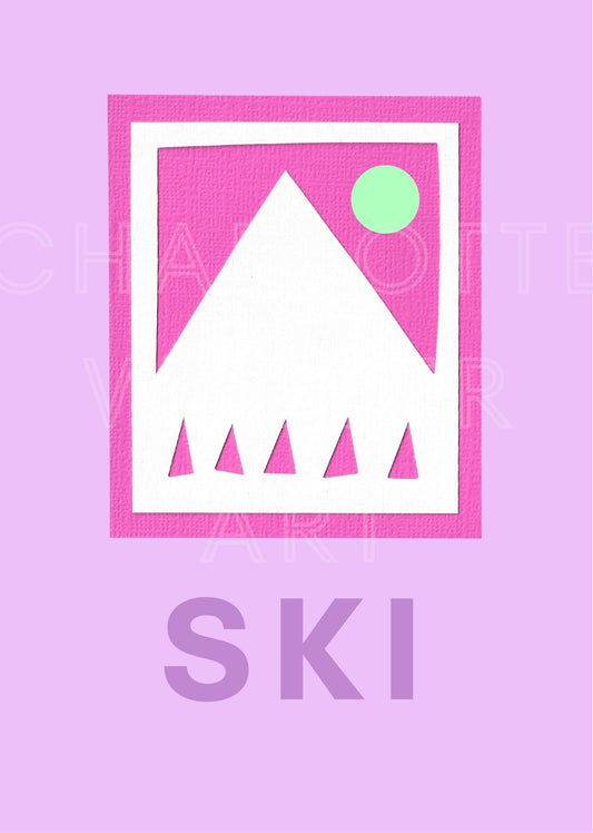 Pink Mountain Ski Limited Art Print