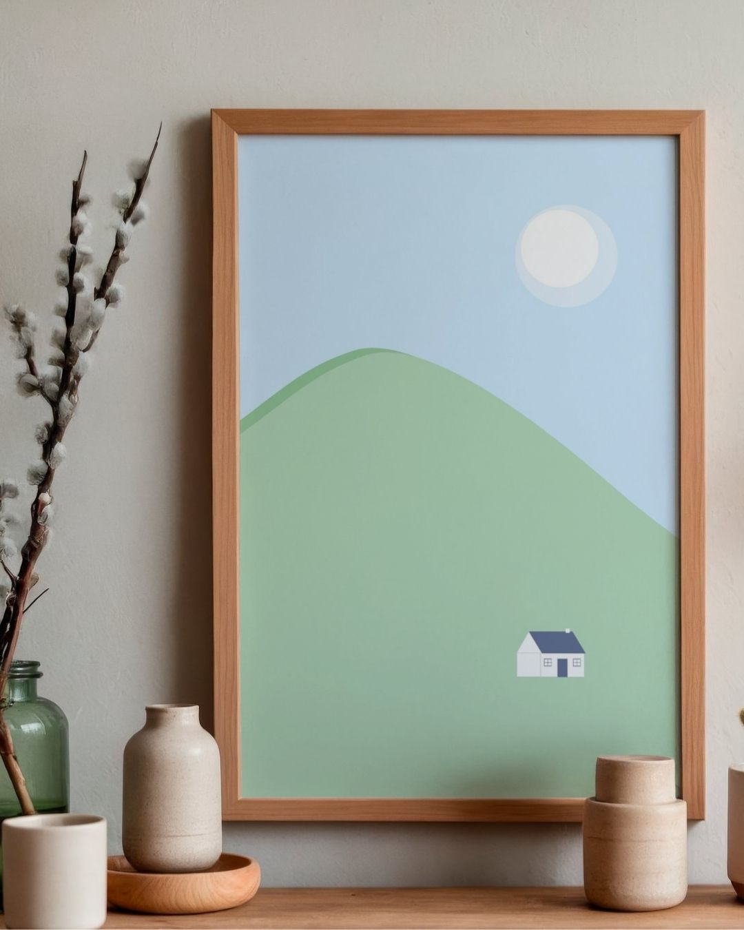 Digital Print of Cottage on Hillside A4 Art Print 'House on the Hill'