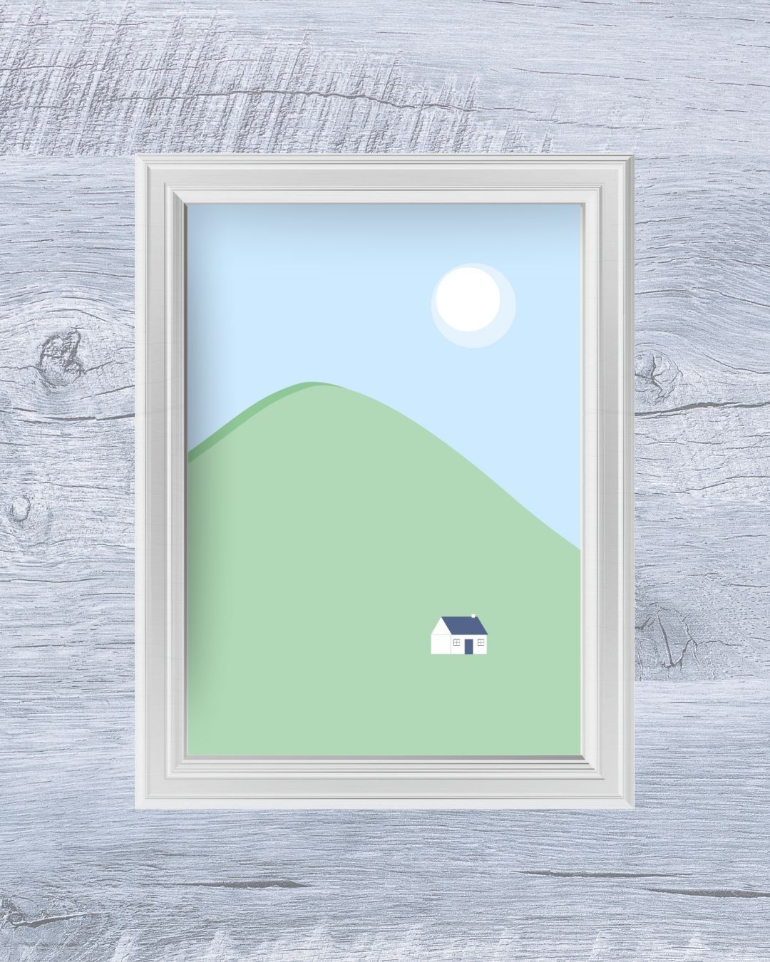 Digital Print of Cottage on Hillside A4 Art Print 'House on the Hill'